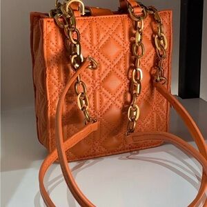 Zara Orange Quilted Chain Strap Bag
